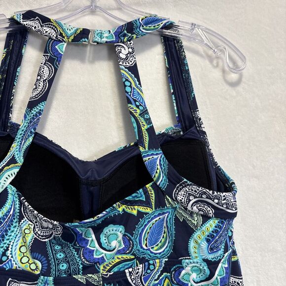 Lands End Women's Blouson Tankini Top Colorful Paisley Size 10 Beach Pool Cruise - Picture 7 of 16